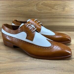 PAUL PARKMAN Brown and White Leather Derbys